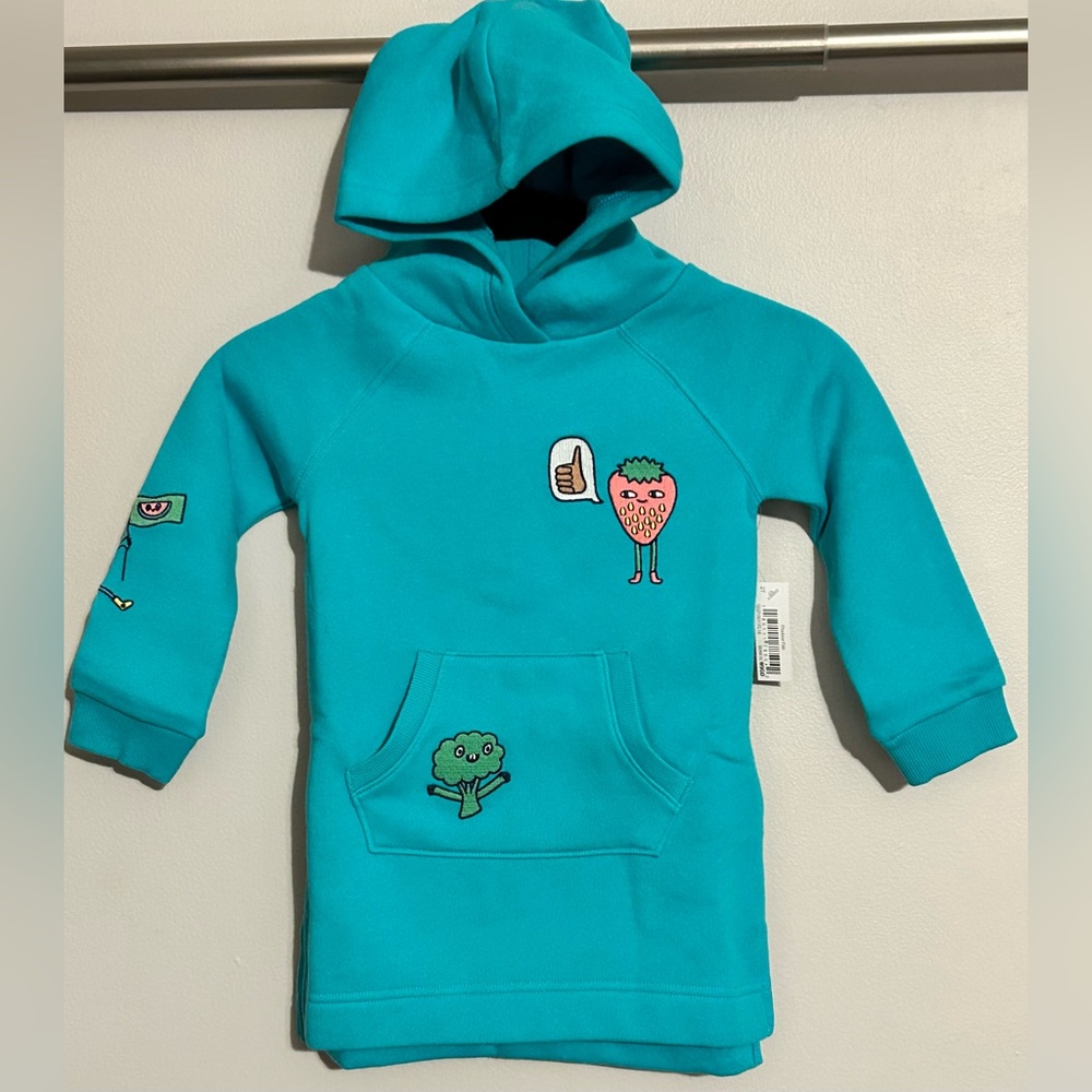 NWT 4T Girls Hoodie Sweatshirt Dress Long Tunic Spotted Zebra